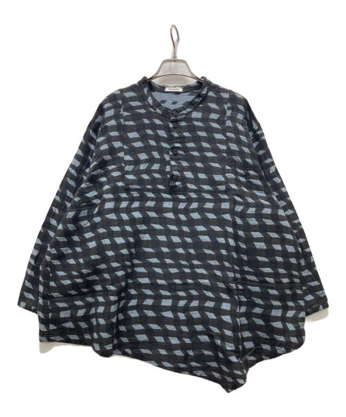 plantation（プランテーション）Plantation (プランテーション) 総柄ブラウスワンピース スカイブルー サイズ:Mの古着・服飾アイテム