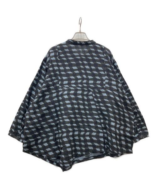 plantation（プランテーション）Plantation (プランテーション) 総柄ブラウスワンピース スカイブルー サイズ:Mの古着・服飾アイテム