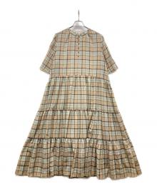 Leilian（レリアン）の古着「チェック柄ブラウスワンピース」｜ブラウン