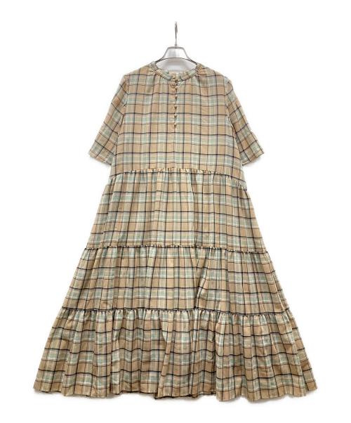 Leilian（レリアン）LEILIAN (レリアン) チェック柄ブラウスワンピース ブラウン サイズ:13の古着・服飾アイテム