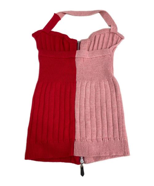 KISHIDAMIKI（キシダミキ）KISHIDAMIKI (キシダミキ) ニットジップビスチェ レッド サイズ:Mの古着・服飾アイテム