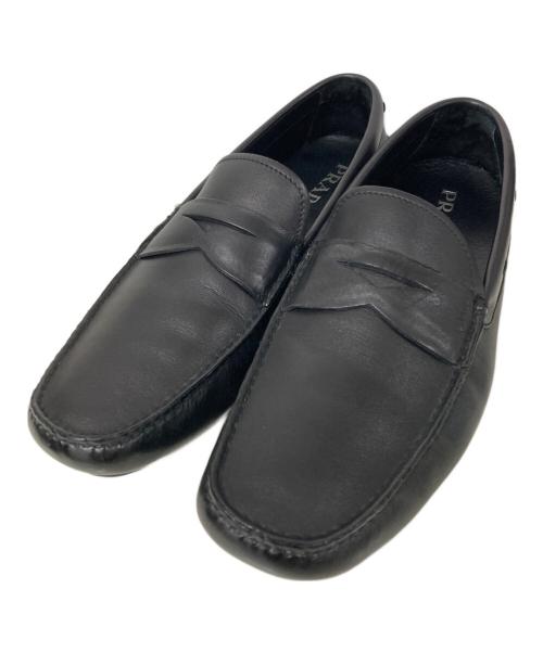 PRADA（プラダ）PRADA (プラダ) ドライビングコインローファー ブラック サイズ:9 1/2の古着・服飾アイテム