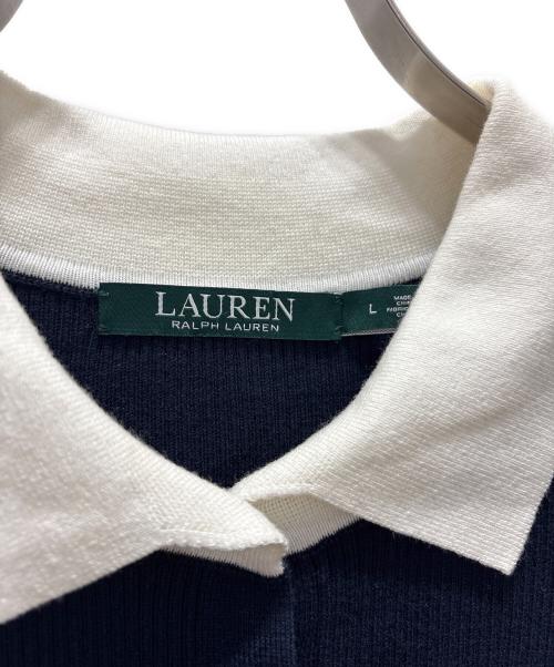 RALPH LAUREN（ラルフローレン）RALPH LAUREN (ラルフローレン) 長袖ニットワンピース ネイビー サイズ:Lの古着・服飾アイテム