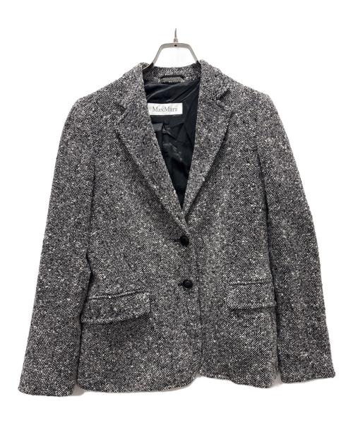 MaxMara（マックスマーラ）MaxMara (マックスマーラ) ツイードジャケット ブラック×ホワイト サイズ:38の古着・服飾アイテム