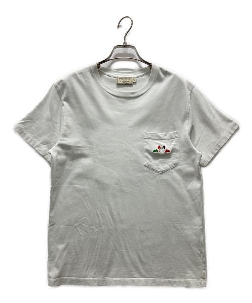 maison kitsune（メゾンキツネ）MAISON KITSUNE (メゾンキツネ) ポケットTシャツ/RESTING FOX PATCH ホワイト サイズ:XSの古着・服飾アイテム