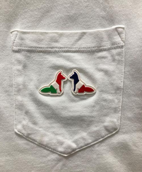 maison kitsune（メゾンキツネ）MAISON KITSUNE (メゾンキツネ) ポケットTシャツ/RESTING FOX PATCH ホワイト サイズ:XSの古着・服飾アイテム