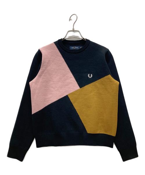 FRED PERRY（フレッドペリー）FRED PERRY (フレッドペリー) ランダムパネルニット ブラック サイズ:UK10の古着・服飾アイテム