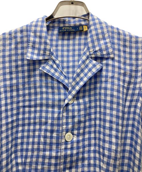 POLO RALPH LAUREN（ポロ・ラルフローレン）POLO RALPH LAUREN (ポロ・ラルフローレン) 半袖ギンガムチェックシャツワンピース スカイブルー サイズ:6の古着・服飾アイテム