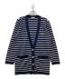 Yves Saint Laurent（イヴサンローラン）の古着「金釦ボーダー Vネックカーディガン」｜ネイビー