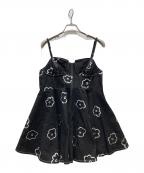POPPYポピー）の古着「ゴールドフラワーデニムチュニック/GOLD FLOWER DENIM TUNIC」｜ブラック