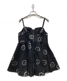 POPPY（ポピー）の古着「ゴールドフラワーデニムチュニック/GOLD FLOWER DENIM TUNIC」｜ブラック