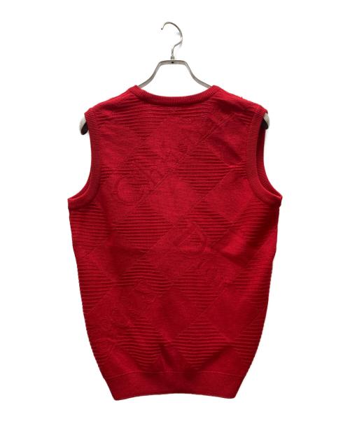 Christian Dior Sports（クリスチャン ディオールスポーツ）Christian Dior Sports (クリスチャン ディオールスポーツ) シャドーロゴ ニットベスト レッド サイズ:Lの古着・服飾アイテム