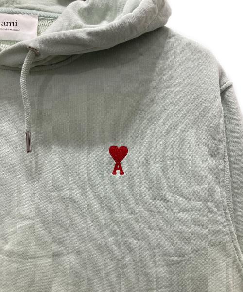 AMI Alexandre Mattiussi（アミアレクサンドルマテュッシ）AMI Alexandre Mattiussi (アミアレクサンドルマテュッシ) ハートAロゴ刺繍 プルオーバーパーカー ライトグリーン サイズ:表記無しの古着・服飾アイテム