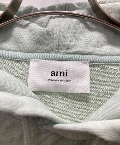 AMI Alexandre Mattiussi（アミアレクサンドルマテュッシ）AMI Alexandre Mattiussi (アミアレクサンドルマテュッシ) ハートAロゴ刺繍 プルオーバーパーカー ライトグリーン サイズ:表記無しの古着・服飾アイテム