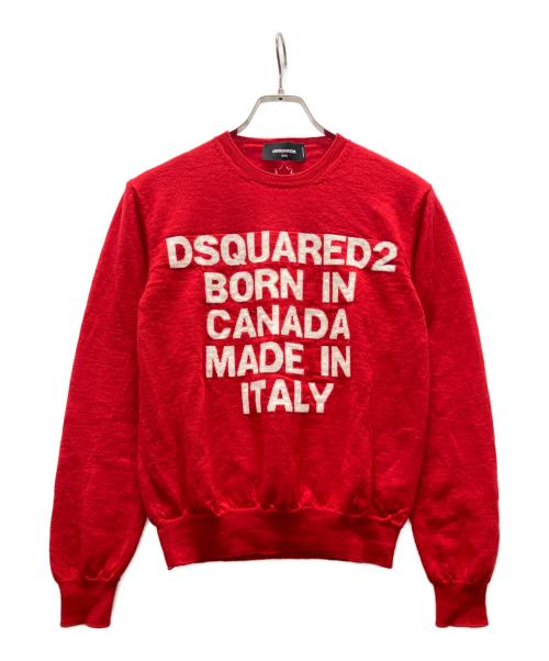DSQUARED2（ディースクエアード）DSQUARED2 (ディースクエアード) ロゴニット レッド サイズ:XXSの古着・服飾アイテム
