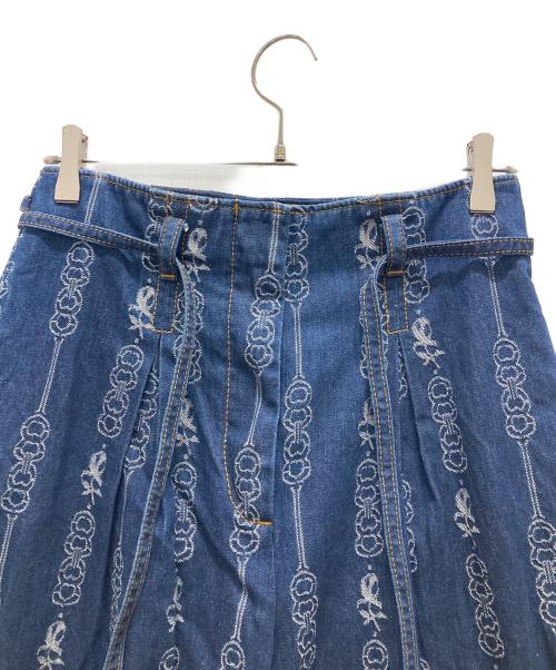 TORY BURCH（トリーバーチ）TORY BURCH (トリーバーチ) ダブルリング デニムワイドパンツ インディゴ サイズ:Sの古着・服飾アイテム