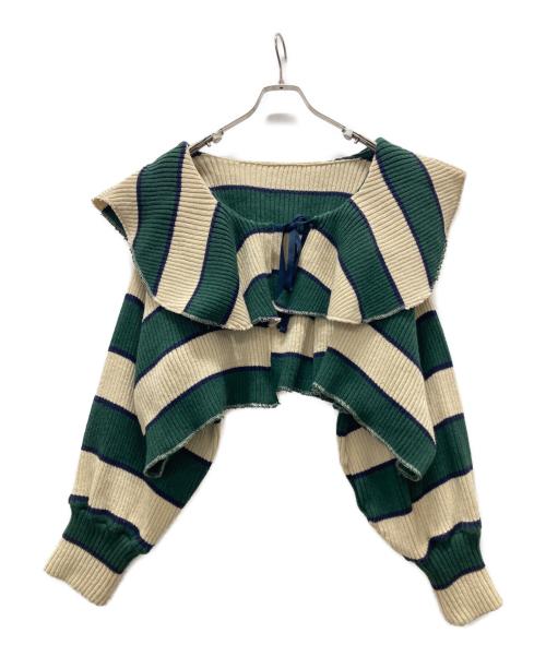 POPPY（ポピー）POPPY (ポピー) BORDER KNIT CARDIGAN ベージュ サイズ:FREEの古着・服飾アイテム