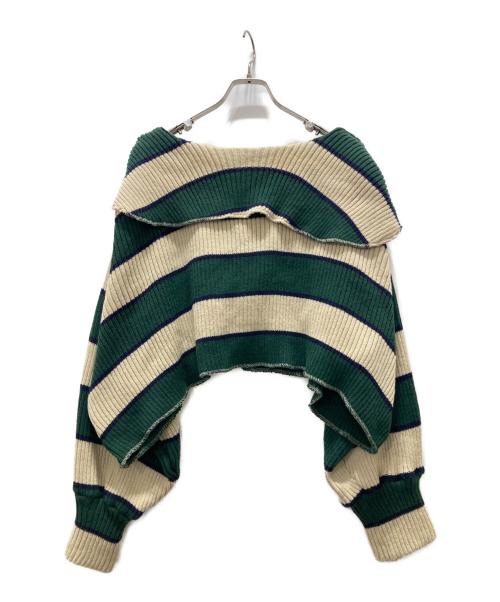 POPPY（ポピー）POPPY (ポピー) BORDER KNIT CARDIGAN ベージュ サイズ:FREEの古着・服飾アイテム