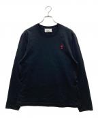 AMI Alexandre Mattiussiアミアレクサンドルマテュッシ）の古着「ハート刺繍ロングスリーブカットソー」｜ブラック