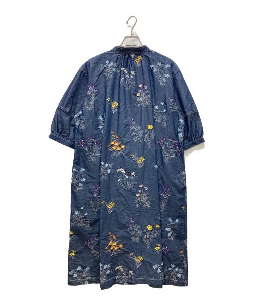 SUPER HAKKA（スーパーハッカ）SUPER HAKKA (スーパーハッカ) ライトオンスデニム ステッチ野花刺繍ワンピース ネイビー サイズ:表記無しの古着・服飾アイテム