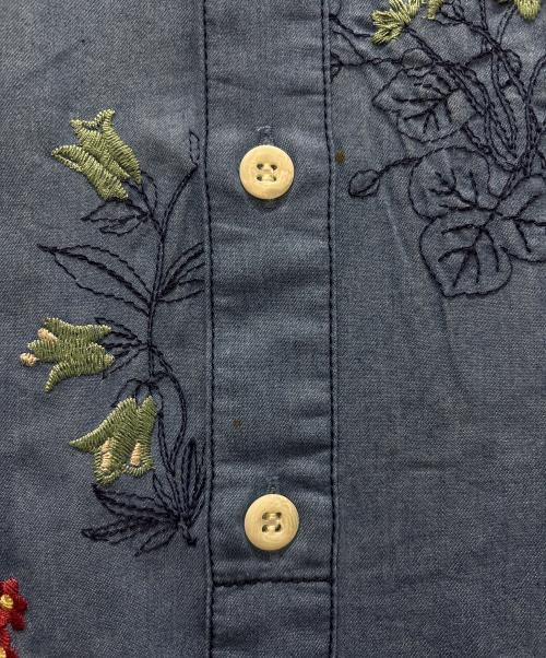 SUPER HAKKA（スーパーハッカ）SUPER HAKKA (スーパーハッカ) ライトオンスデニム ステッチ野花刺繍ワンピース ブルー サイズ:表記無しの古着・服飾アイテム