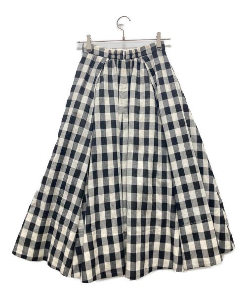 Apuweiser-riche（アプワイザーリッシェ）Apuweiser-riche (アプワイザーリッシェ) ロングフレアスカート ホワイト×ブラックの古着・服飾アイテム