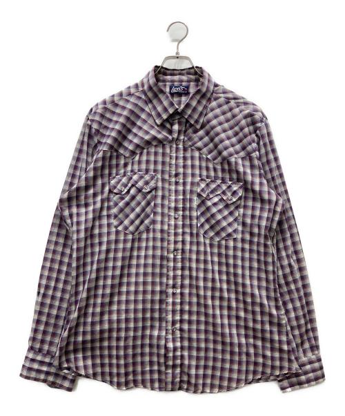 LEVI'S（リーバイス）LEVI'S (リーバイス) 70s USA製ウエスタン チェックシャツ ホワイト×パープル サイズ:XLの古着・服飾アイテム