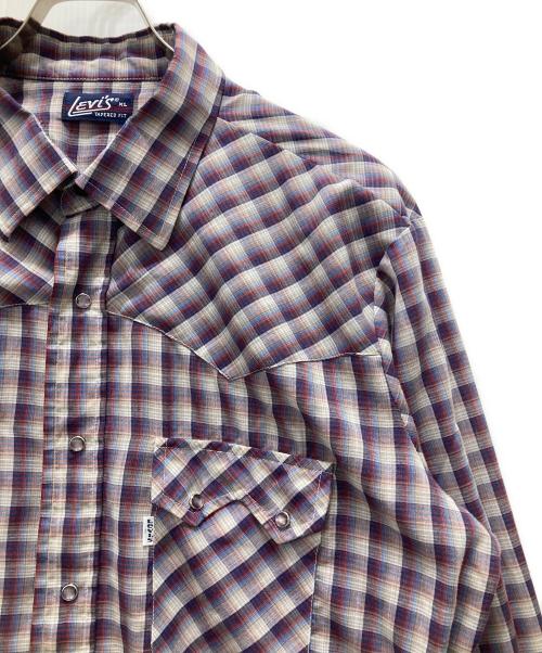 LEVI'S（リーバイス）LEVI'S (リーバイス) 70s USA製ウエスタン チェックシャツ ホワイト×パープル サイズ:XLの古着・服飾アイテム