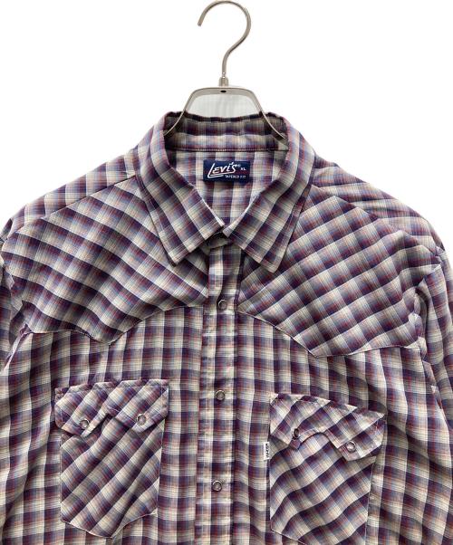 LEVI'S（リーバイス）LEVI'S (リーバイス) 70s USA製ウエスタン チェックシャツ ホワイト×パープル サイズ:XLの古着・服飾アイテム