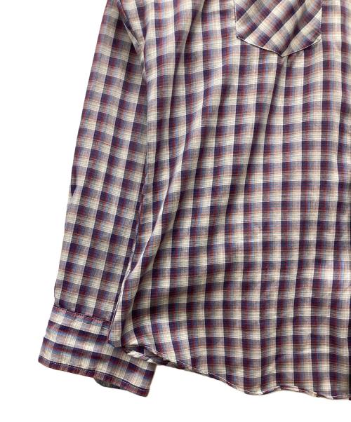 LEVI'S（リーバイス）LEVI'S (リーバイス) 70s USA製ウエスタン チェックシャツ ホワイト×パープル サイズ:XLの古着・服飾アイテム