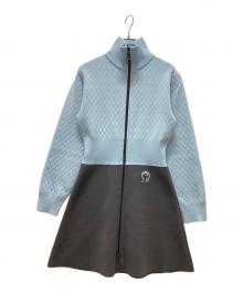 LOUIS VUITTON（ルイ ヴィトン）の古着「22AW ダイヤモンドニット トロンプルイユワンピース」｜スカイブルー×グレー