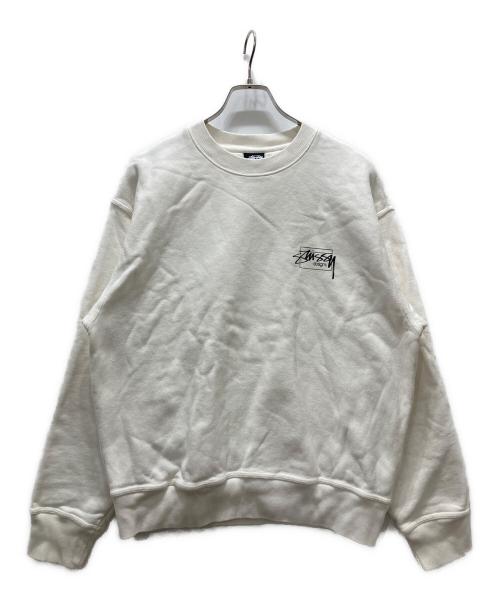 stussy（ステューシー）stussy (ステューシー) ロゴスウェット/Nelson Crew Fleece ホワイト サイズ:Mの古着・服飾アイテム