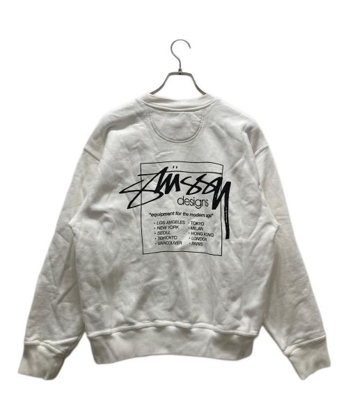 stussy（ステューシー）stussy (ステューシー) ロゴスウェット/Nelson Crew Fleece ホワイト サイズ:Mの古着・服飾アイテム