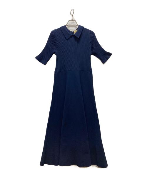 UNITED ARROWS（ユナイテッドアローズ）UNITED ARROWS (ユナイテッドアローズ) コンビ フレア ワンピース ネイビー サイズ:表記無しの古着・服飾アイテム