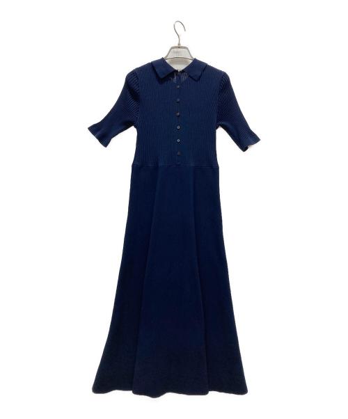 UNITED ARROWS（ユナイテッドアローズ）UNITED ARROWS (ユナイテッドアローズ) コンビ フレア ワンピース ネイビー サイズ:表記無しの古着・服飾アイテム