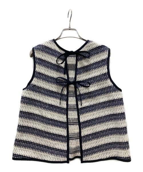 TOMORROW LAND（トゥモローランド）TOMORROW LAND (トゥモローランド) クロッシュボーダー フロンタブルトップス ネイビー サイズ:36の古着・服飾アイテム