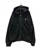 wooalongウアロン）の古着「ジップパーカー/ wear actual life」｜ブラック