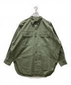 kha:kiカーキ）の古着「コットン ワイドミリタリーハンドペイントシャツ “HAND PAINT SHIRTS”」｜グリーン