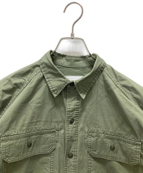 kha:ki（カーキ）kha:ki (カーキ) コットン ワイドミリタリーハンドペイントシャツ “HAND PAINT SHIRTS” グリーン サイズ:Mの古着・服飾アイテム