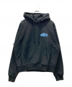 stussyステューシー）の古着「Wave Oval Hoodie」｜ブラック