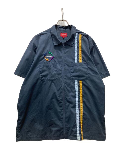 SUPREME（シュプリーム）Supreme (シュプリーム) 19SS Zip Up S/S Work Shirt ネイビー サイズ:XLの古着・服飾アイテム