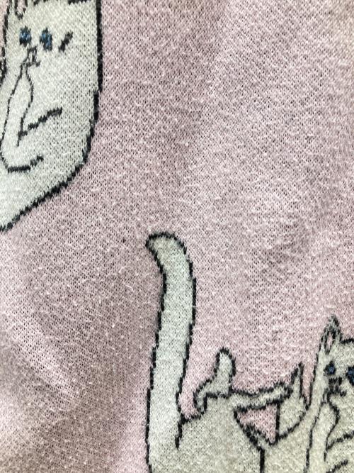 RIPNDIP（リップンディップ）RIPNDIP (リップンディップ) 猫総柄ニット ピンク サイズ:XLの古着・服飾アイテム