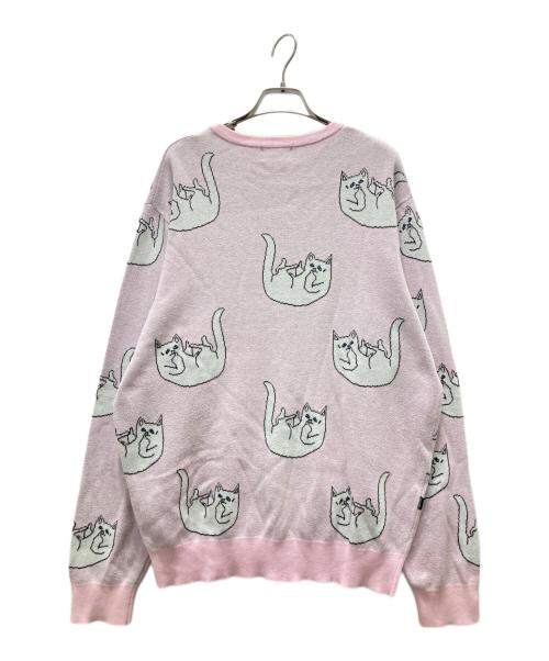 RIPNDIP（リップンディップ）RIPNDIP (リップンディップ) 猫総柄ニット ピンク サイズ:XLの古着・服飾アイテム