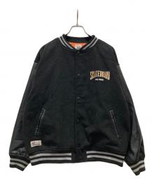 VISION STREET WEAR（ヴィションストリートウェアー）の古着「レザー袖スタジャン」｜ブラック