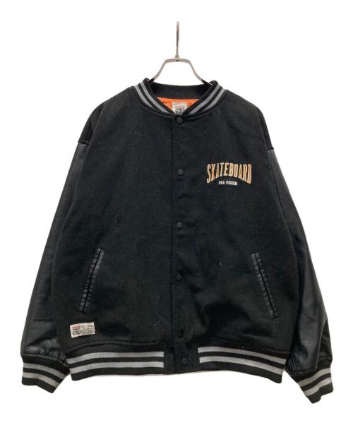 VISION STREET WEAR（ヴィションストリートウェアー）VISION STREET WEAR (ヴィションストリートウェアー) レザー袖スタジャン ブラック サイズ:Mの古着・服飾アイテム
