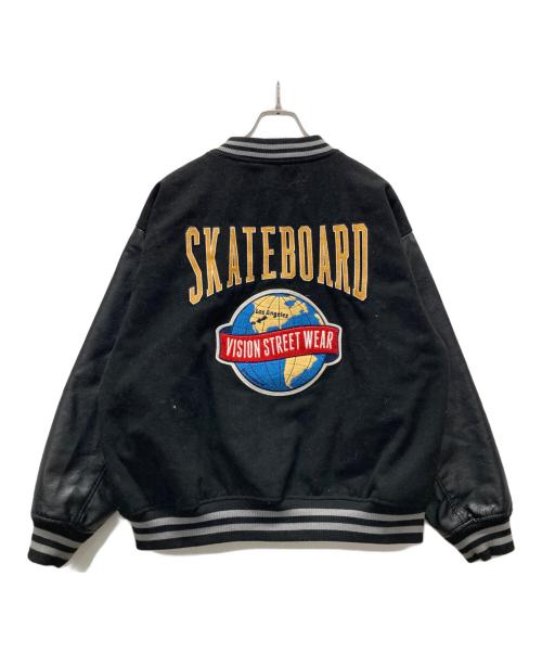 VISION STREET WEAR（ヴィションストリートウェアー）VISION STREET WEAR (ヴィションストリートウェアー) レザー袖スタジャン ブラック サイズ:Mの古着・服飾アイテム