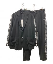 1PIU1UGUALE3 RELAX×KAPPA（ウノピゥウノウグァーレトレ リラックス×カッパ）の古着「コラボロゴラインセットアップ」｜ブラック