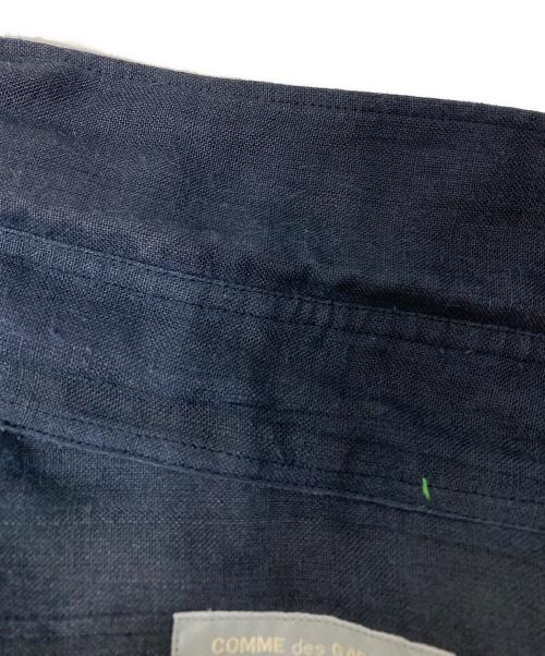 COMME des GARCONS HOMME（コムデギャルソン オム）COMME des GARCONS HOMME (コムデギャルソン オム) ストライプ切替 半袖リネンシャツ ネイビー サイズ:記載無しの古着・服飾アイテム