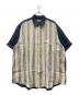 COMME des GARCONS HOMME（コムデギャルソン オム）の古着「ストライプ切替 半袖リネンシャツ」｜ネイビー