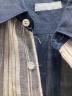 中古・古着 COMME des GARCONS HOMME (コムデギャルソン オム) ストライプ切替 半袖リネンシャツ ネイビー サイズ:記載無し：15000円
